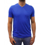 t-shirt col V bleu roi face