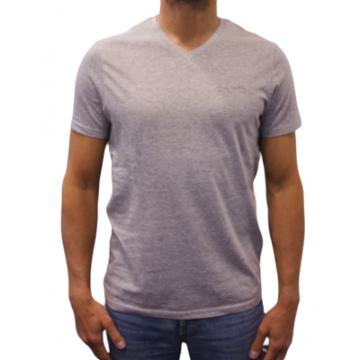 t-shirt col V gris face