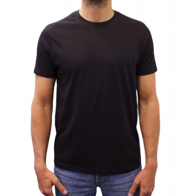 t-shirt col rond noir face