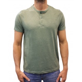 T-shirt manches courtes col boutonné T-shirt col boutonné kaki face