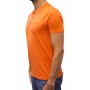 T-shirt col boutonné orange profil