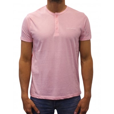 T-shirt col boutonné rose face