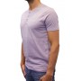 T-shirt col boutonné violet profil