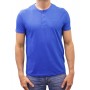 T-shirt col boutonné bleu roi face