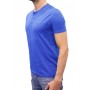 T-shirt col boutonné bleu roi profil