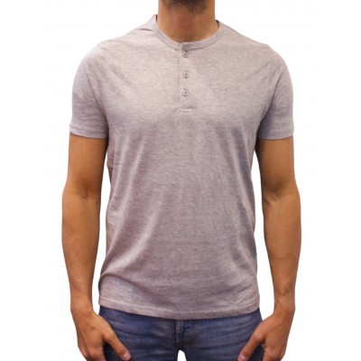 T-shirt col boutonné gris face