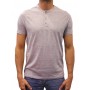 T-shirt col boutonné gris face