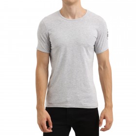 T-shirt uni manches courtes col rond t-shirt gris face