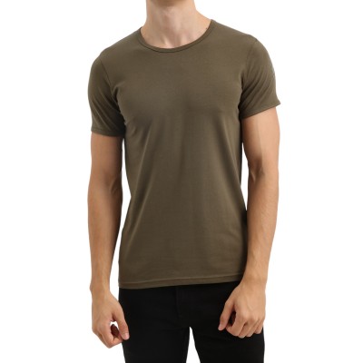 UNI T-shirt de manga curta em volta do pescoço