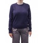 Pull col rond bleu marine face