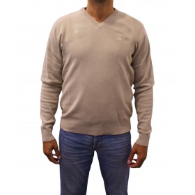 Pull col V uni Pull col V beige face