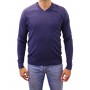 Pull col V bleu marine face