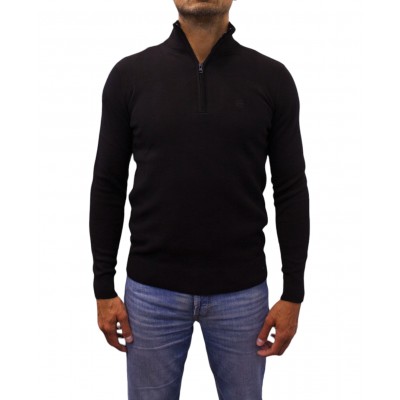 pull col demi zip noir face