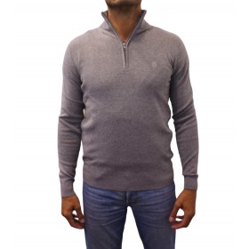 Pull col demi-zip uni pull col demi zip gris face