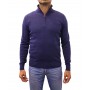 pull col demi zip bleu marine face