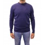 pull col rond bleu marine face