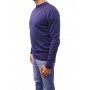 pull col rond bleu marine profil