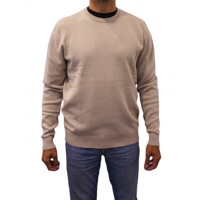 pull col rond beige face