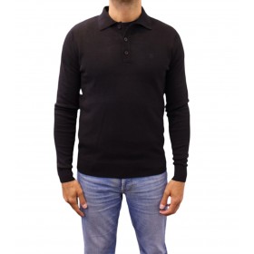 Pull col polo uni Pull col polo noir face