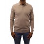 Pull col polo beige face