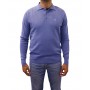 Pull col polo bleu denim face