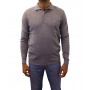 Pull col polo gris face