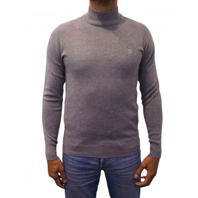 pull col montant gris face