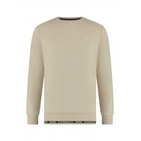 Pull col rond uni pull beige face