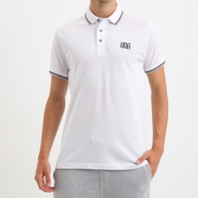Polo maille piquée manches courtes liseré polo blanc face