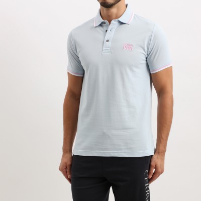 Man polo CERRUTI 1881 Padova in 100% cotton with contrast collar, short sleeves and embroidered logo. Available in several color