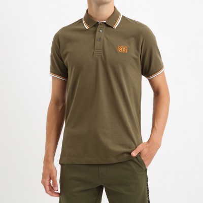 Man polo CERRUTI 1881 Padova in 100% cotton with contrast collar, short sleeves and embroidered logo. Available in several color