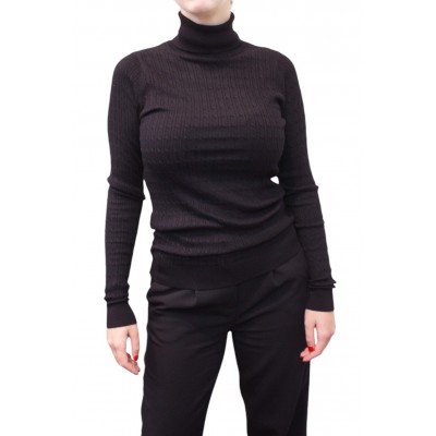 Pull tresse femme col roulé