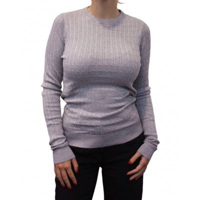 Pull tresse femme col rond