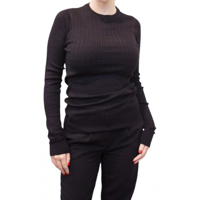 Pull tresse femme col rond