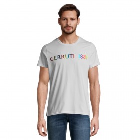 T-shirt homme manches courtes logo arc en ciel tshirt cerruti blanc
