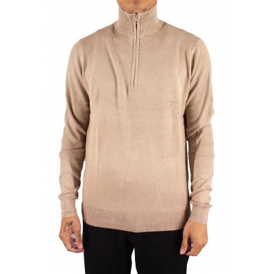 10258 Pull half ZIP Beige face