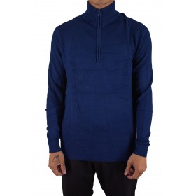 Pull col demi-zip piqué 10258 Pull half ZIP Bleu marine face