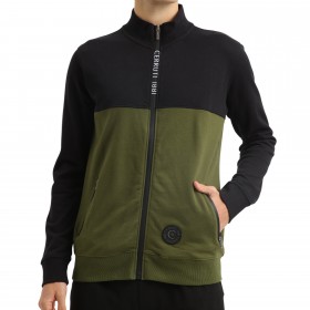 Sudadera con cremallera con capucha de dos tonos