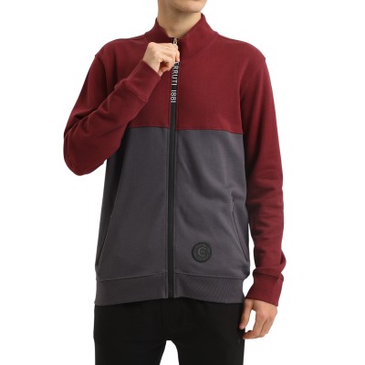Sudadera con cremallera con capucha de dos tonos