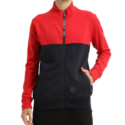 Camisola zíper com capuz de dois tons