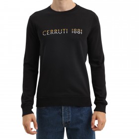 Sweat-shirt col rond imprimé or/argent sweat cerruti spinetta noir