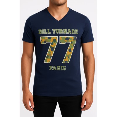 Camiseta de manga corta Dibujo impreso con cuello en V