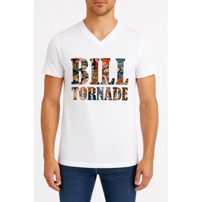 T-shirt manches courtes col V dessin imprimé