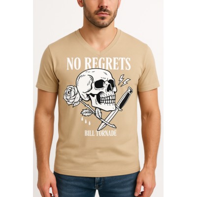Camiseta de manga corta Dibujo impreso con cuello en V