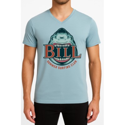 T-shirt de manga curta com decote em v impresso desenho