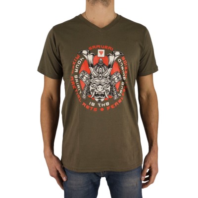 T-shirt de manga curta com decote em v impresso desenho