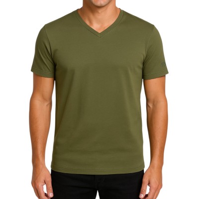 T-shirt manches courtes col V logo transparent