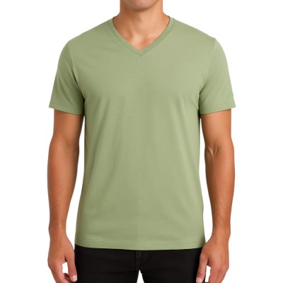 Camiseta de manga corta con cuello en V, logo transparente