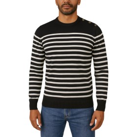 Pull marinière col rond noir