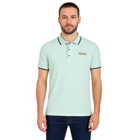 Polo manches courtes Liseret polo ferre vert d'eau